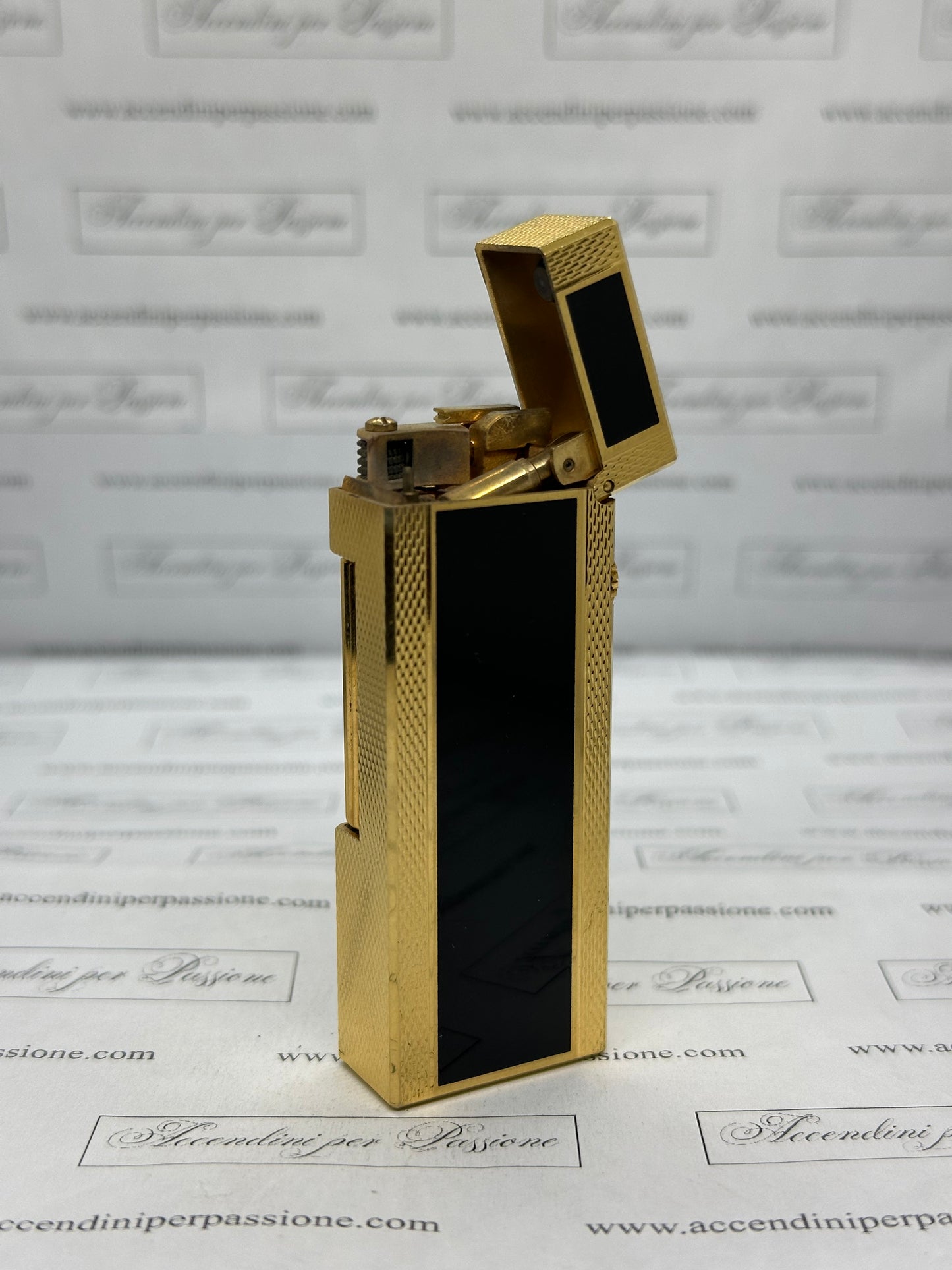 Dunhill Rollagas – Placcato Oro & Lacca di Cina Nera "Guilloché"