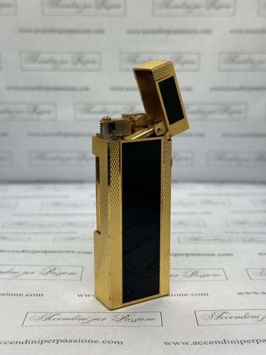 Dunhill Rollagas – Placcato Oro & Lacca di Cina Nera "Guilloché"