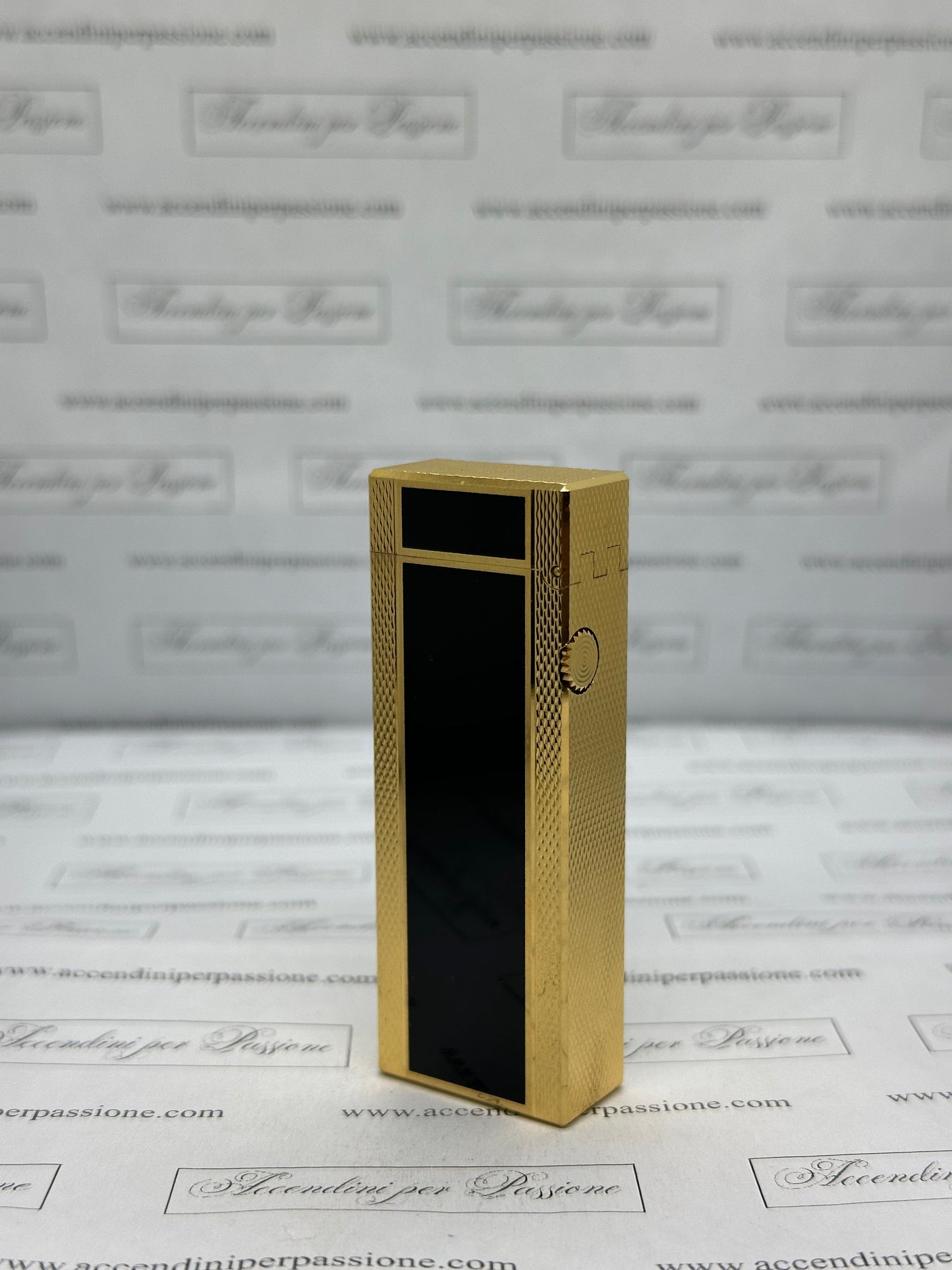 Dunhill Rollagas – Placcato Oro & Lacca di Cina Nera "Guilloché"
