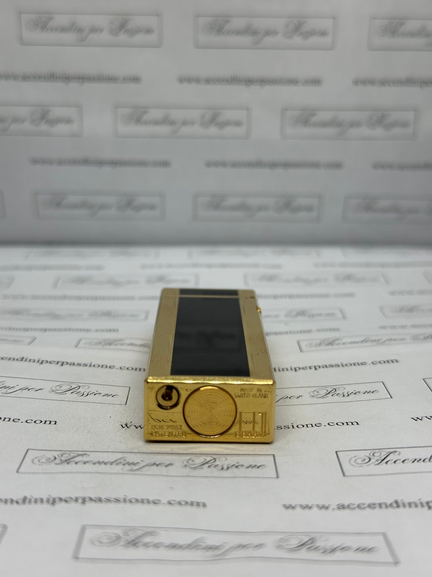 Dunhill Rollagas – Placcato Oro & Lacca di Cina Nera "Guilloché"