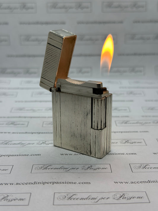 S.T. Dupont Linea 1 small – Placcato Argento "Vertical Lines"