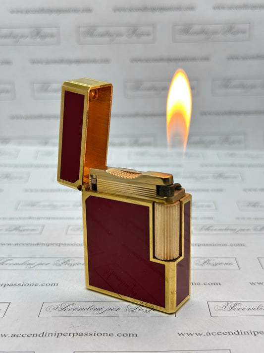 S.T. Dupont Linea 1 small – Placcato Oro & Lacca di Cina Rossa